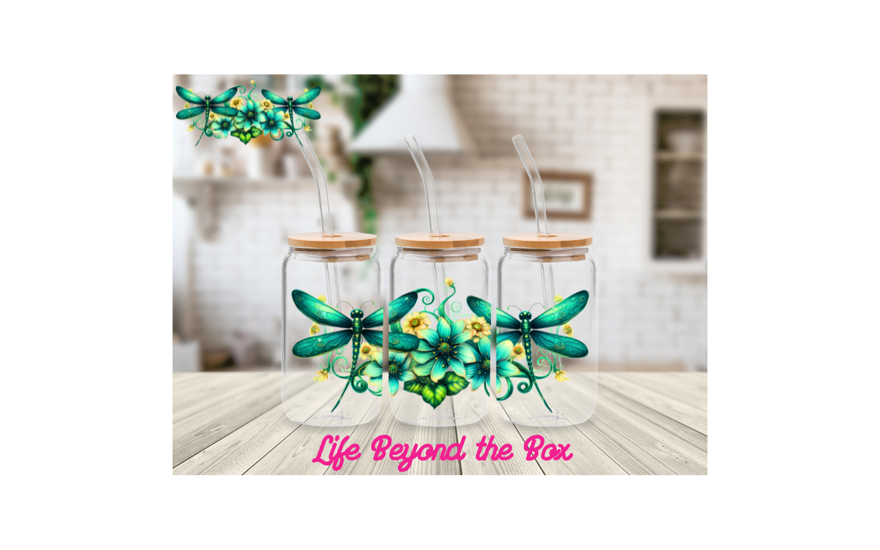 Green Dragonflies 16oz UVDTF wrap