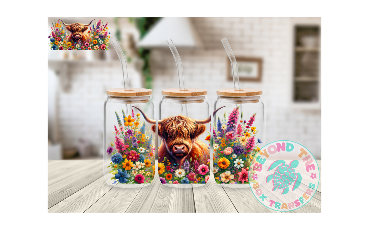 Highland Cow 16oz UVDTF wrap