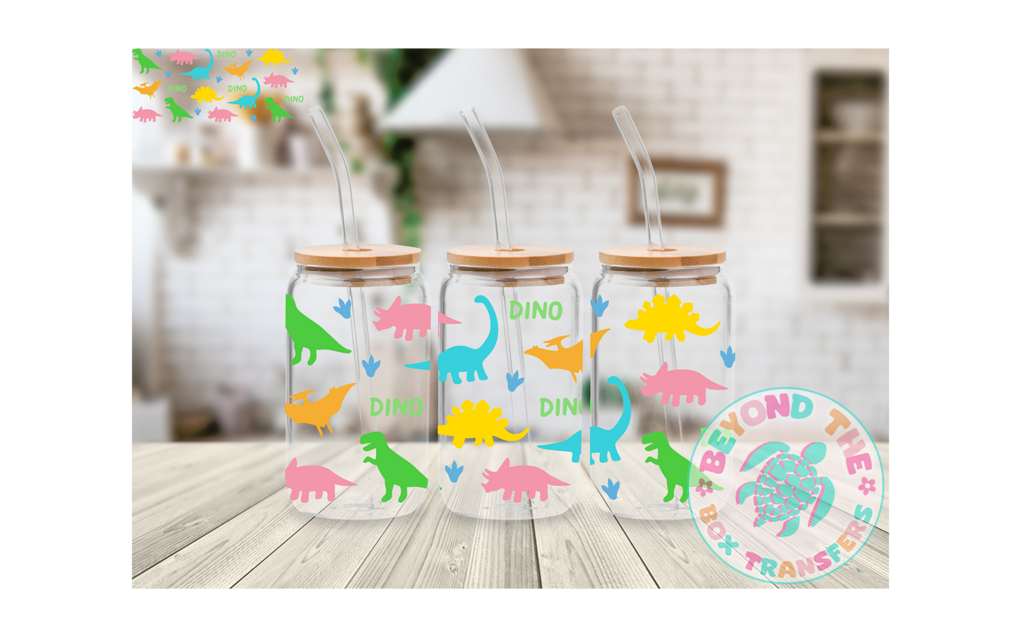 Dinosaur 16oz UVDTF wrap