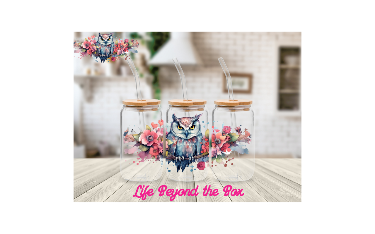 Colorful Owl 16oz UVDTF wrap