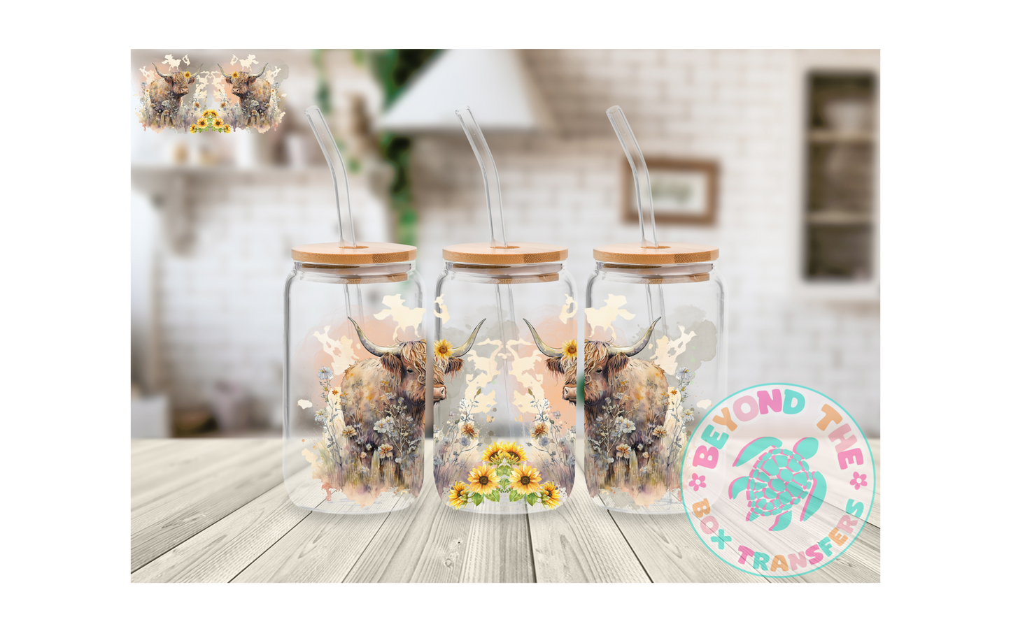 Highland cow 16oz UVDTF wrap