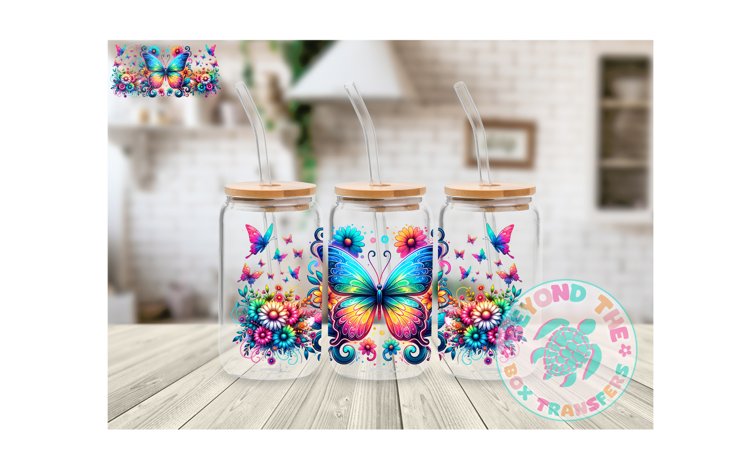 Rainbow Butterfly 16oz UVDTF wrap