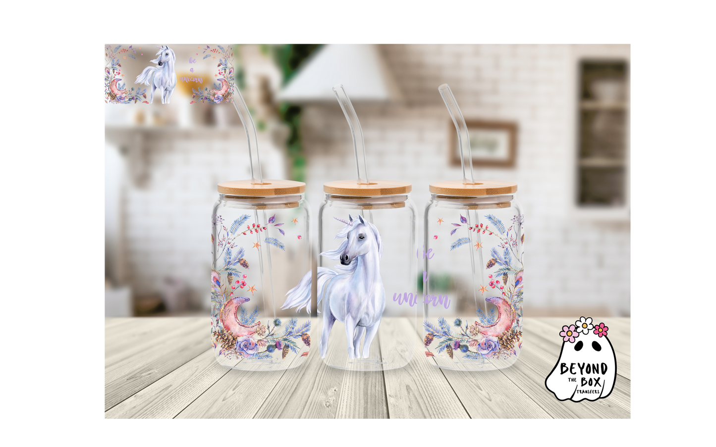 Floral Unicorn UVDTF wrap
