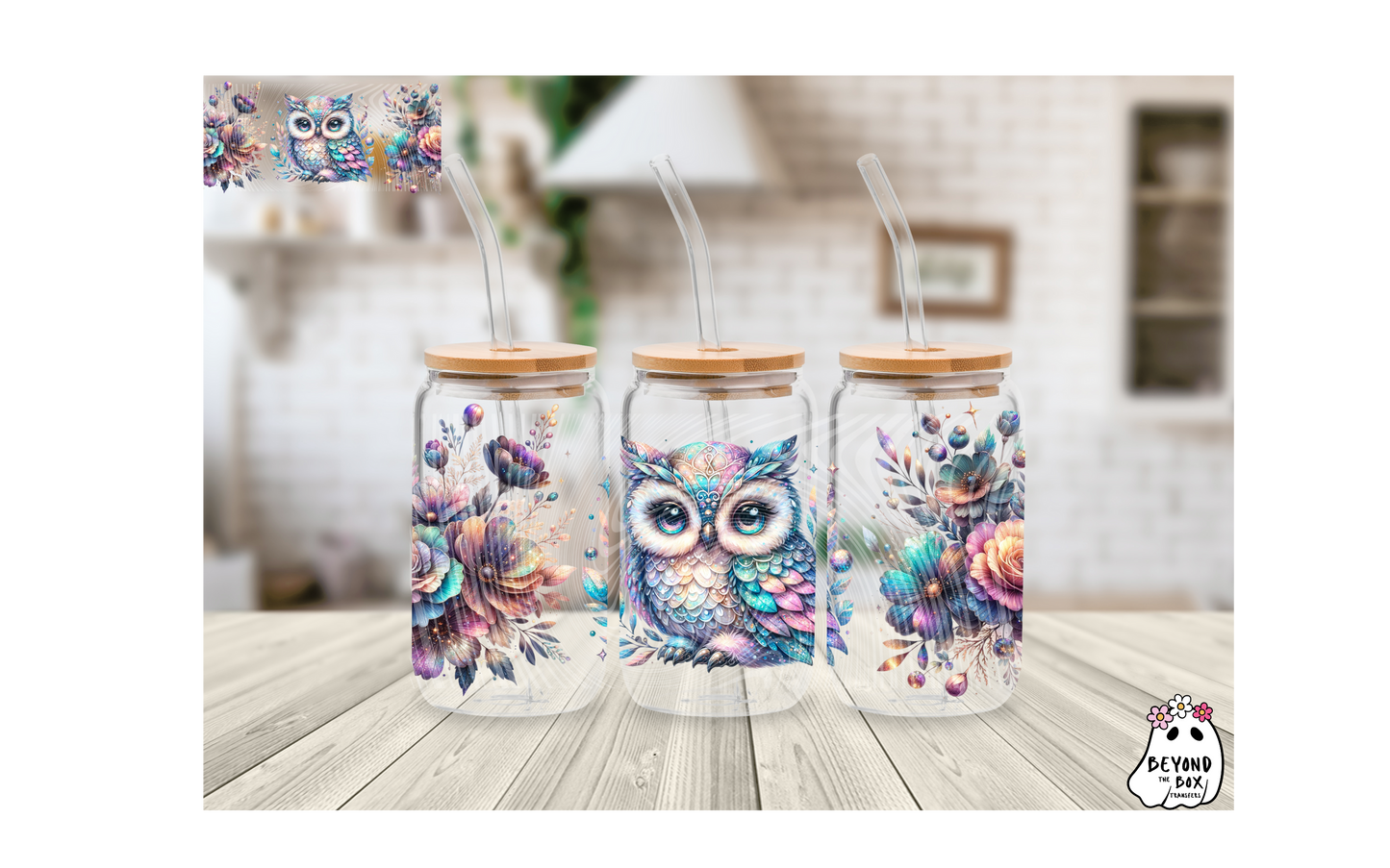 Colorful Owl 16oz UVDTF wrap