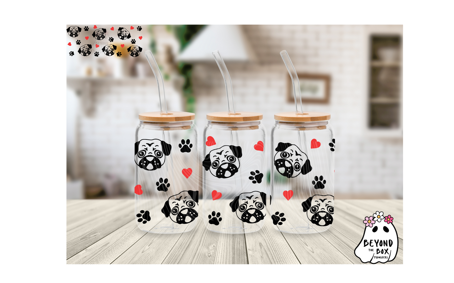 Pug 16oz UVDTF wrap