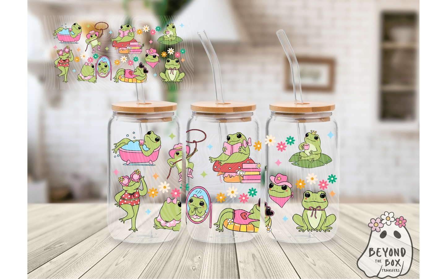Cute Girly Frog 16oz UVDTF wrap