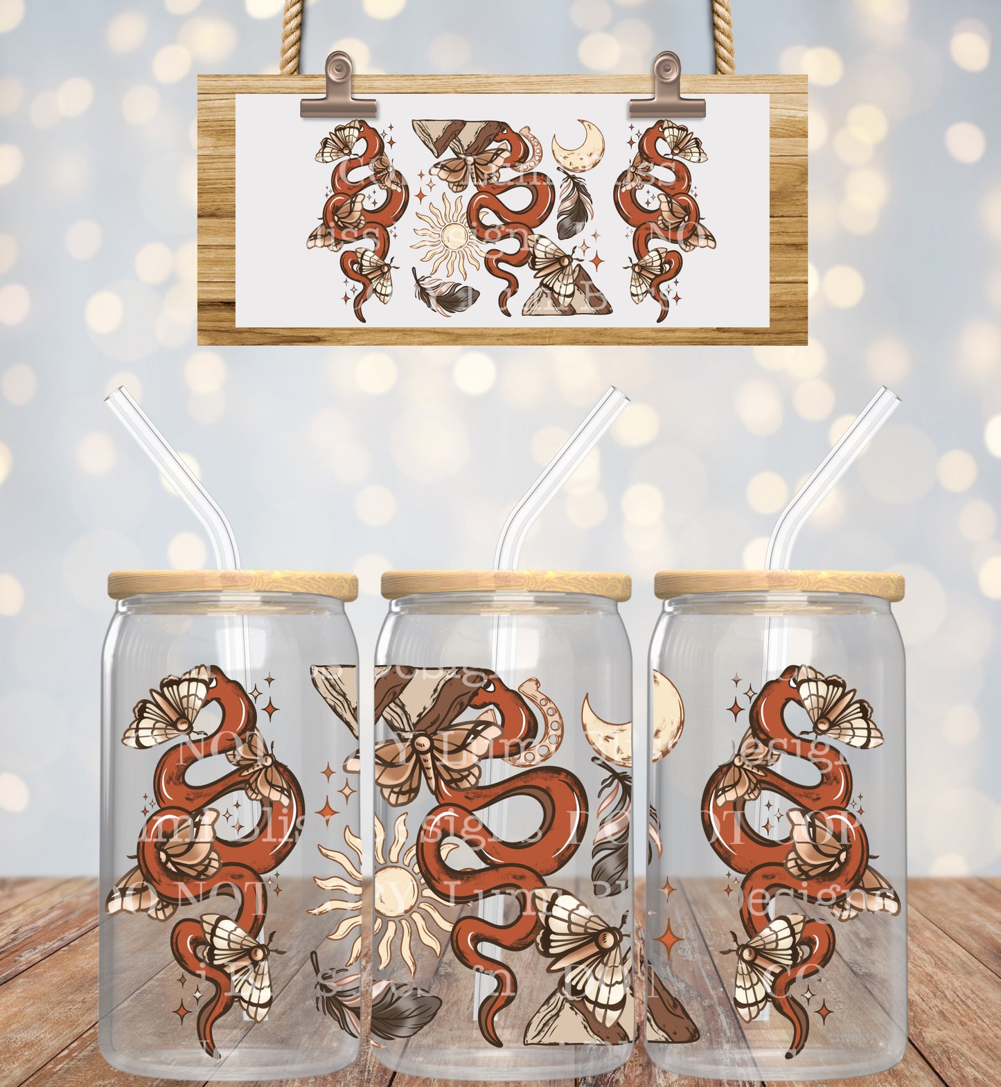Boho Snakes 16oz UVDTF wrap