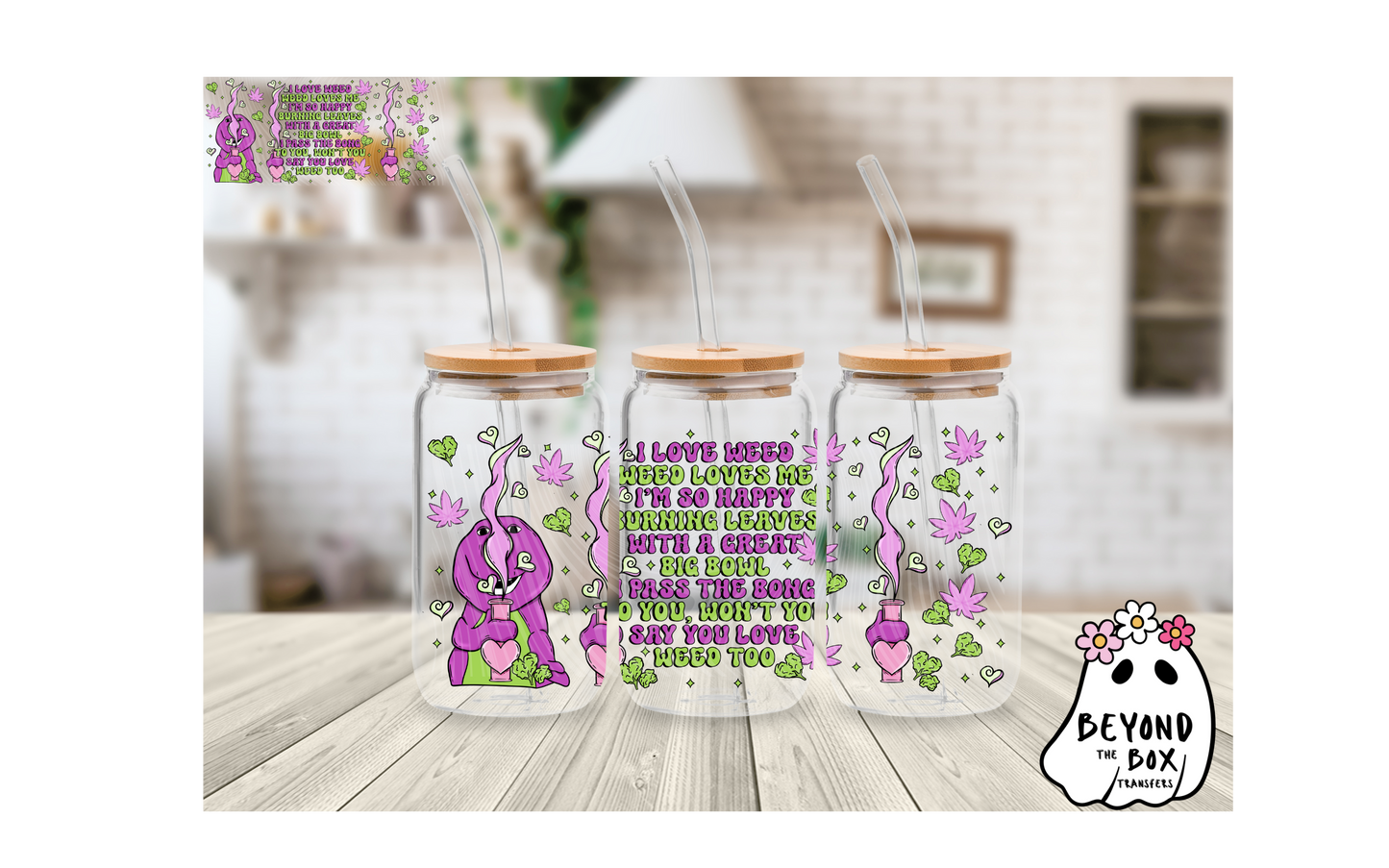 420 Purple Dino 16oz UVDTF wrap