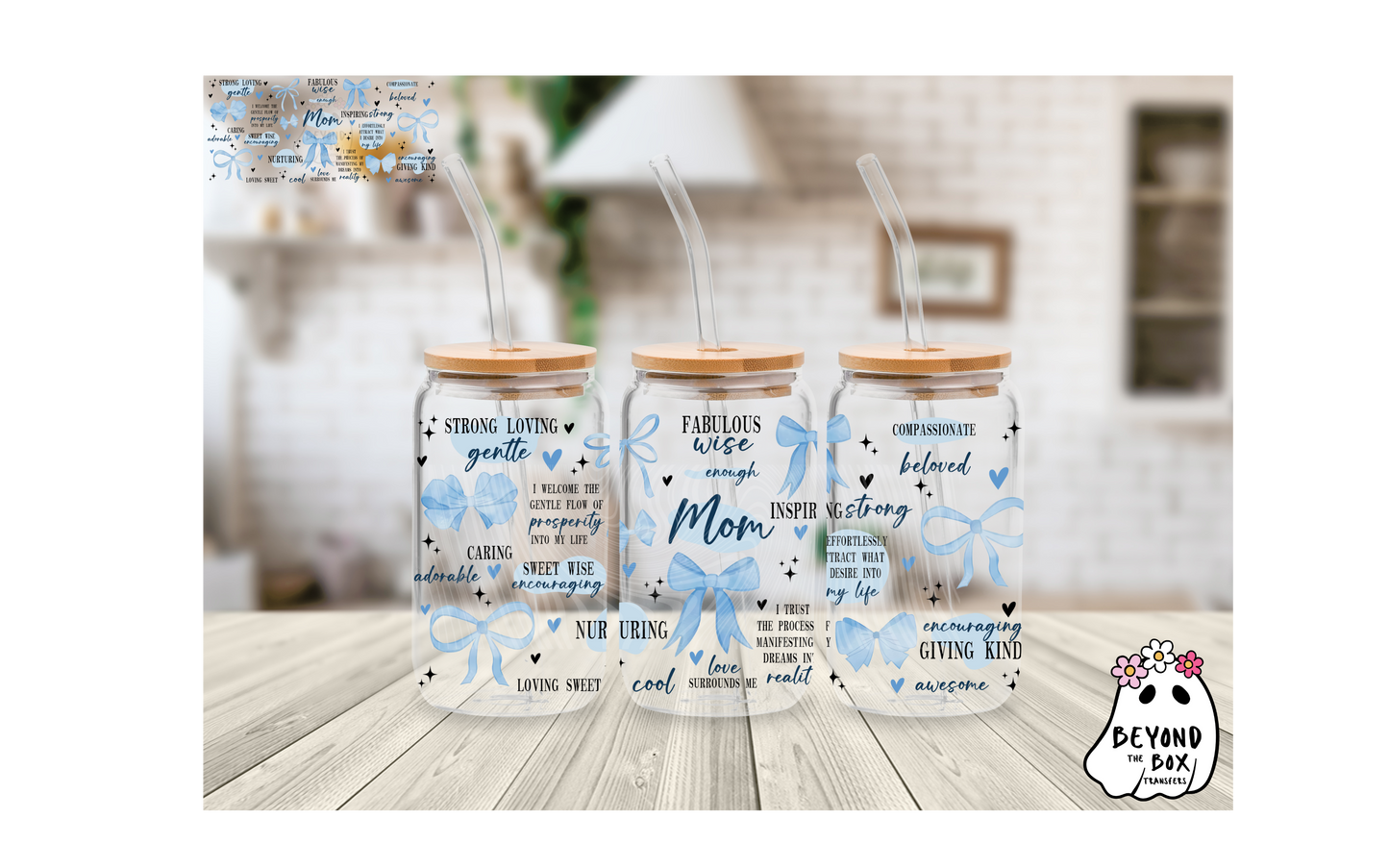 Blue Mom Coquette 16oz UVDTF wrap