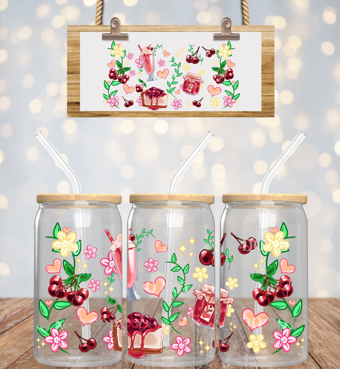 Cute Cherry 16oz UVDTF wrap