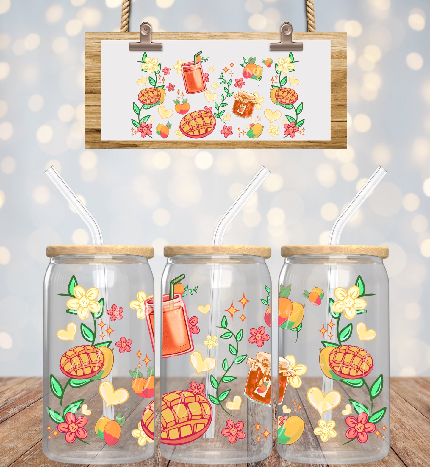 Cute Mango 16oz UVDTF wrap