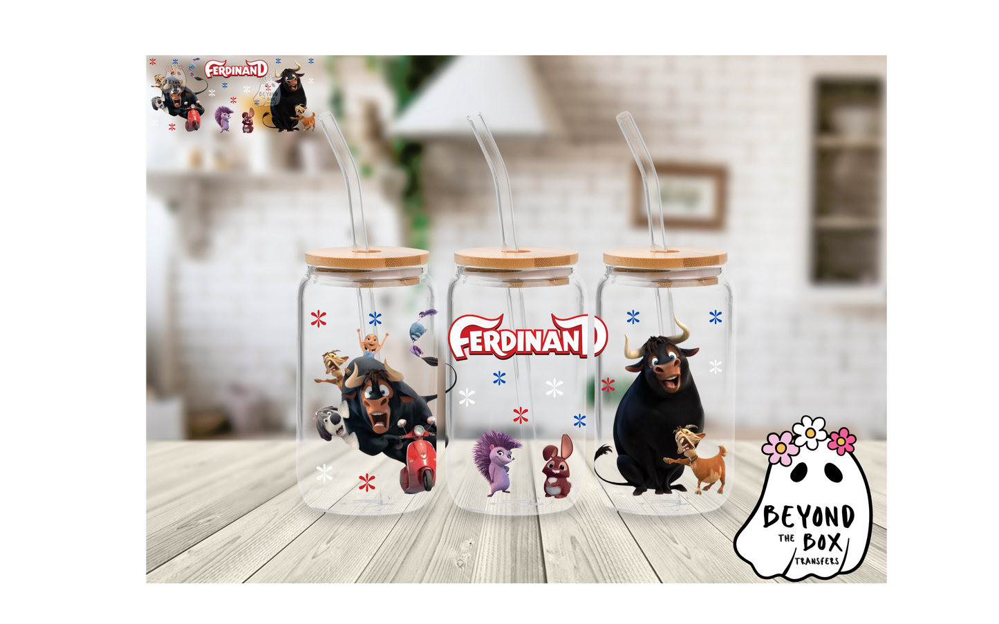 Cartoon Bull 16oz UVDTF wrap