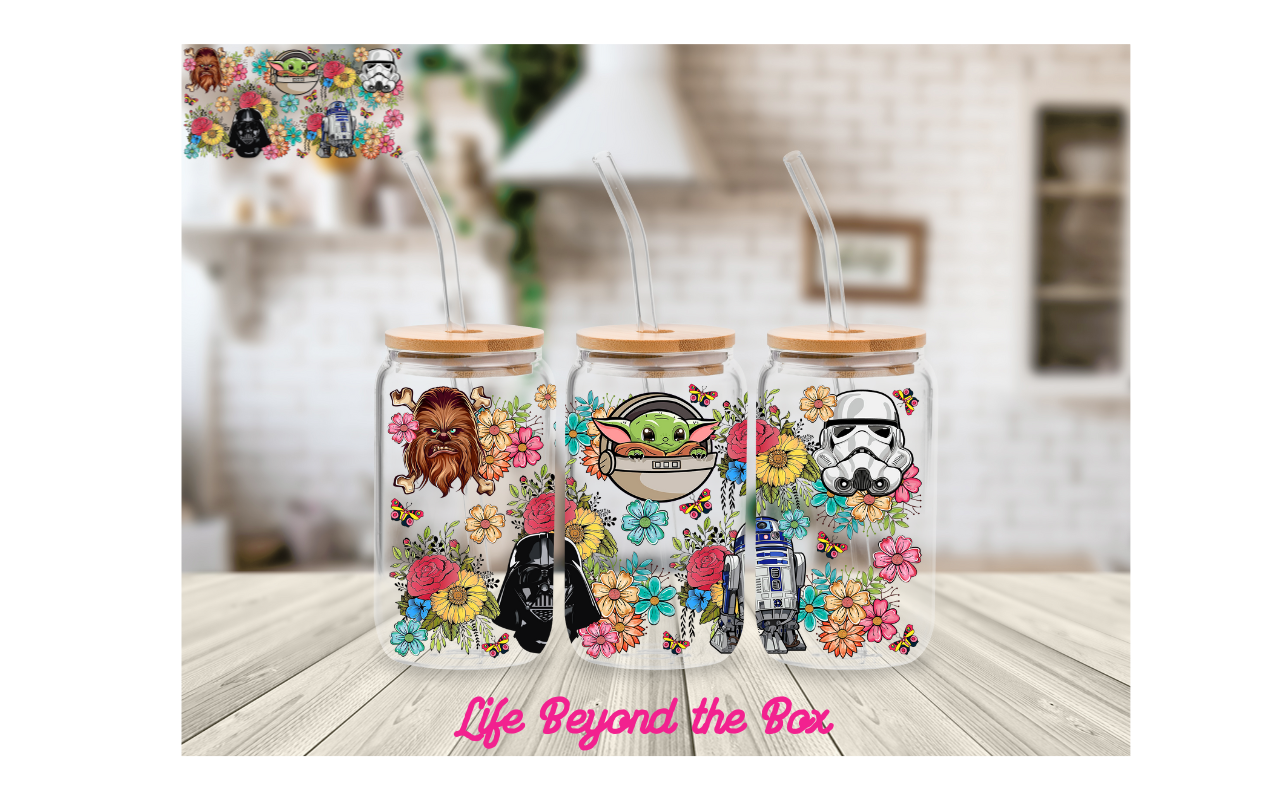 Floral Galaxy Wars 16oz UVDTF wrap