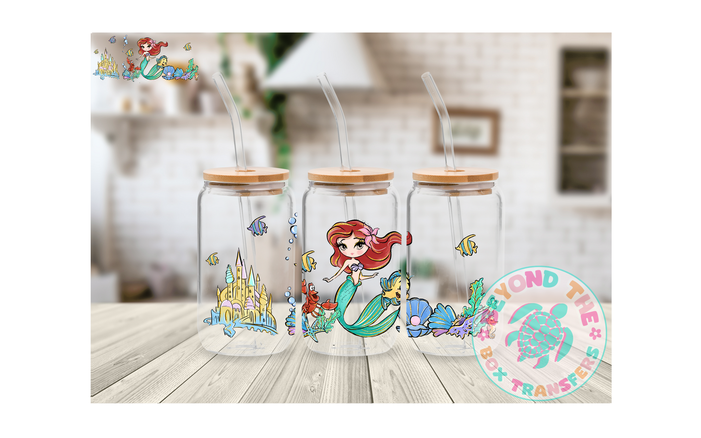 Watercolor Mermaid 16oz UVDTF wrap