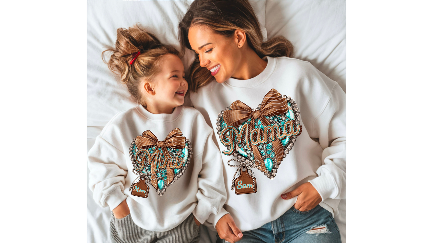 Mama & Mini Teal Conchos Ready to Press DTF Transfer