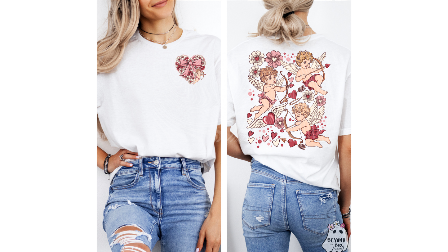 Floral Cupid Heart Ready to Press DTF Transfer