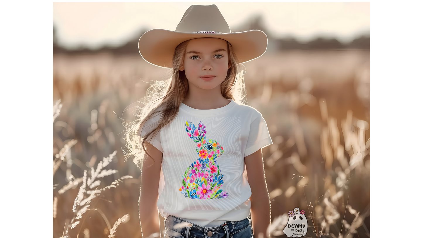 Floral Easter Bunny Ready to Press DTF Transfer
