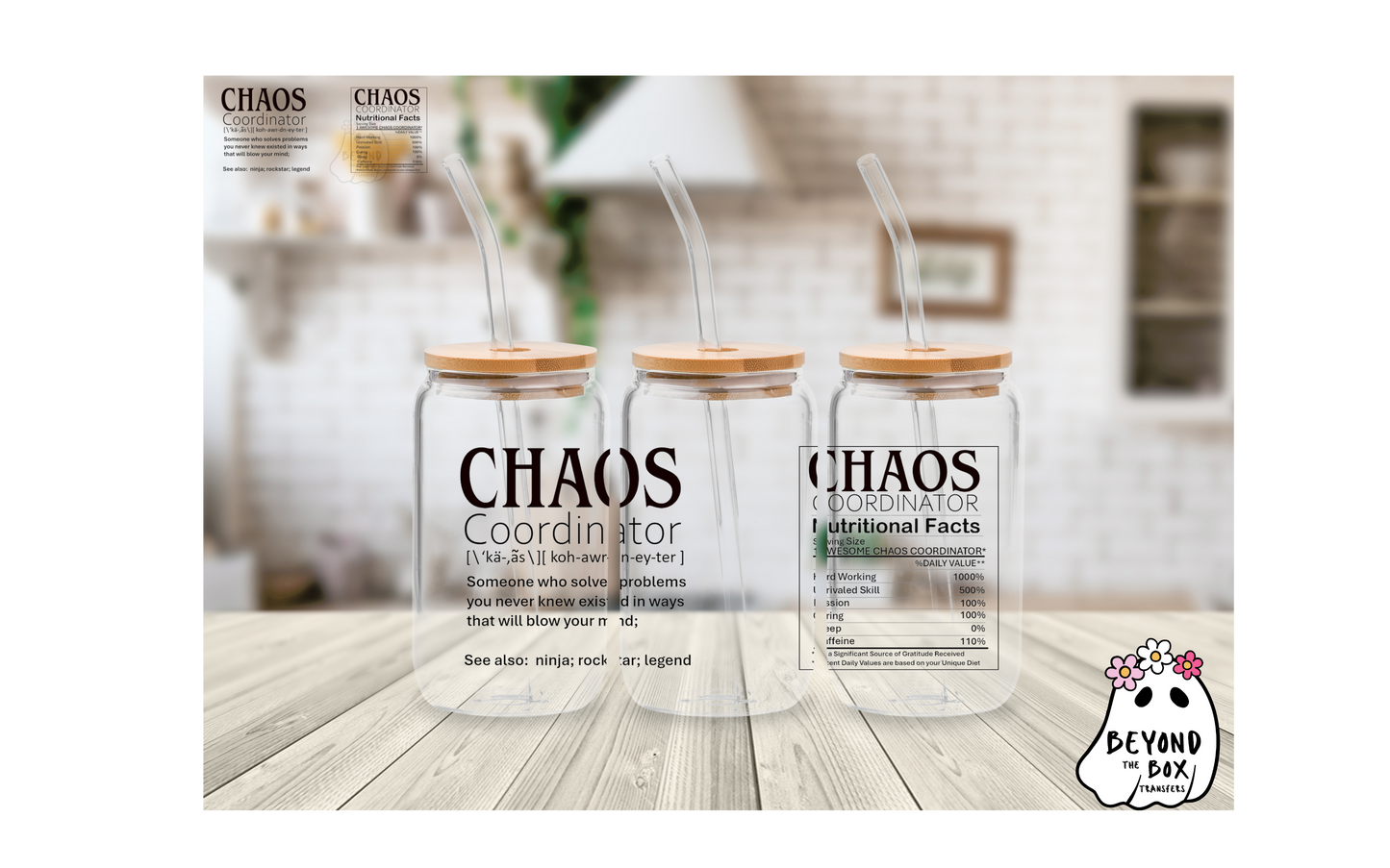 Chaos Coordinator Black 16oz UVDTF wrap
