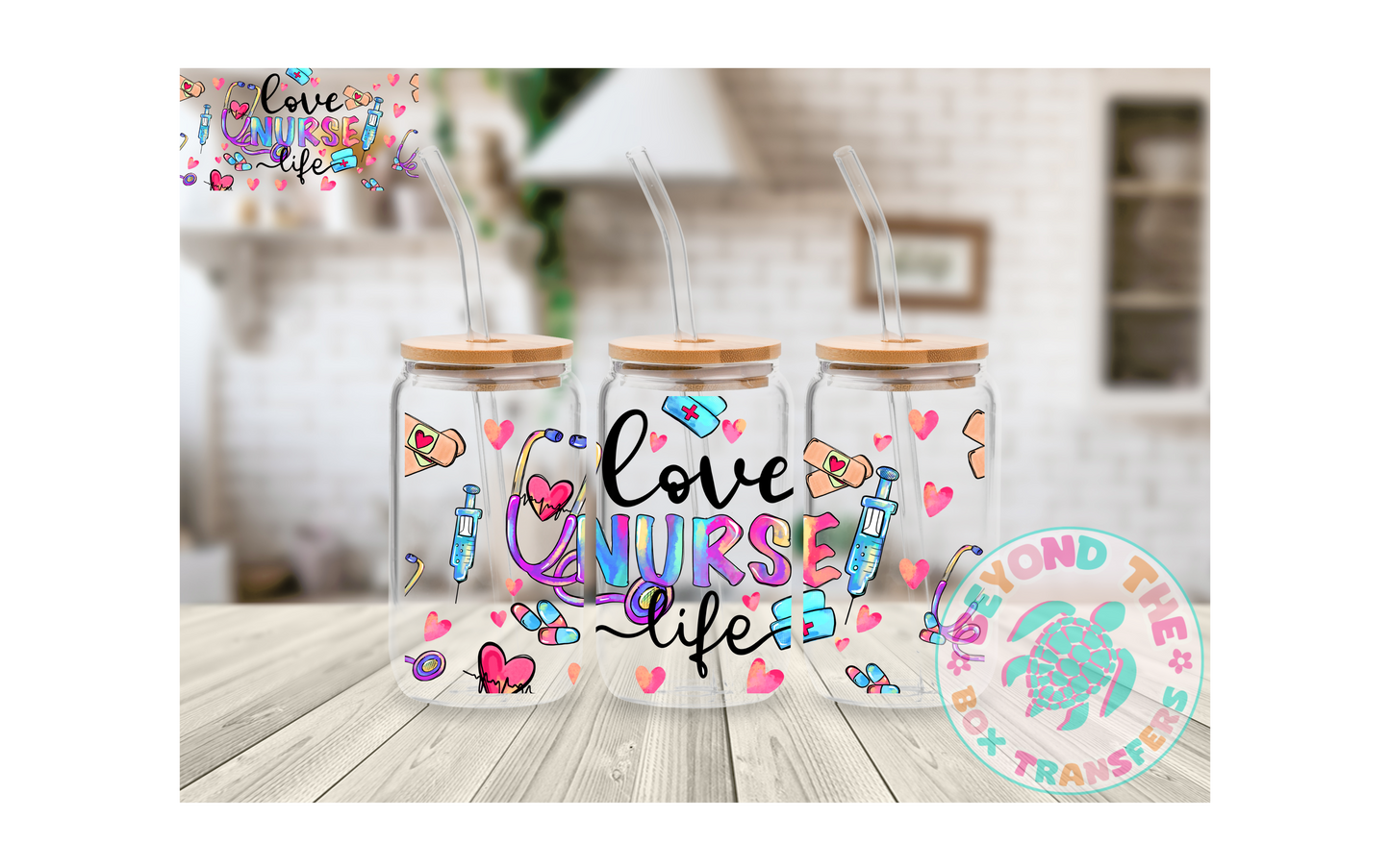 Love, Life, Nurse wrap 16oz UVDTF Wrap