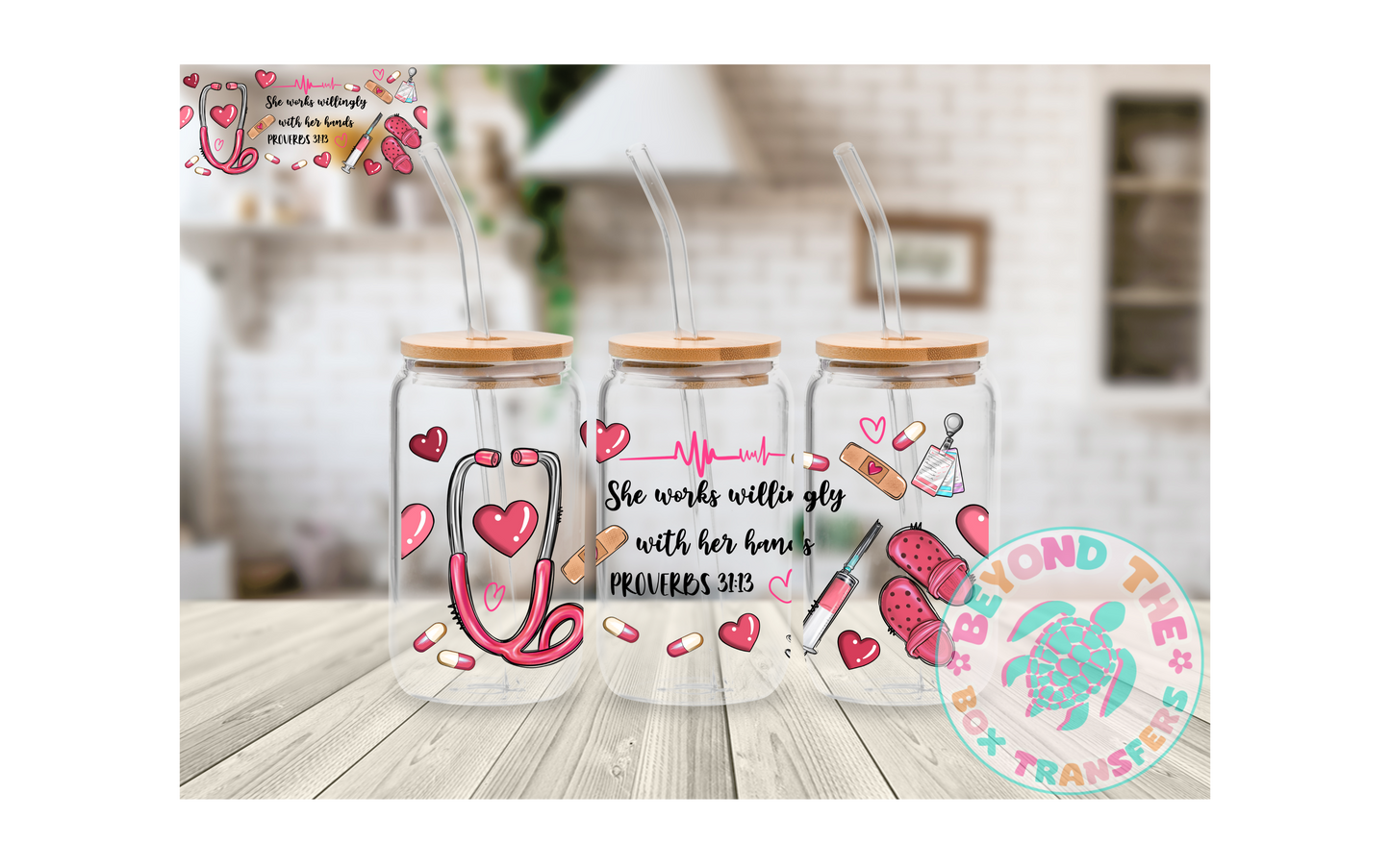 Pink Christian Nurse 16oz UVDTF Wrap