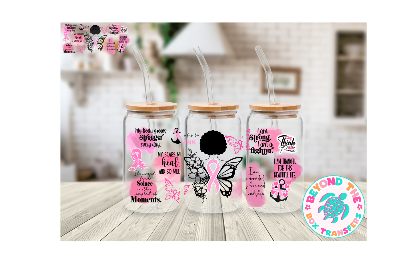 Breast Cancer 16oz UVDTF wrap