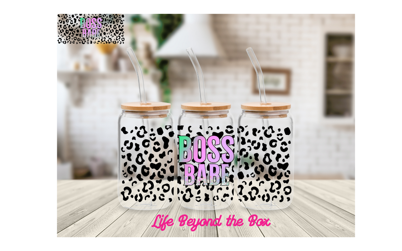 Leopard Boss Babe 16oz UVDTF wrap