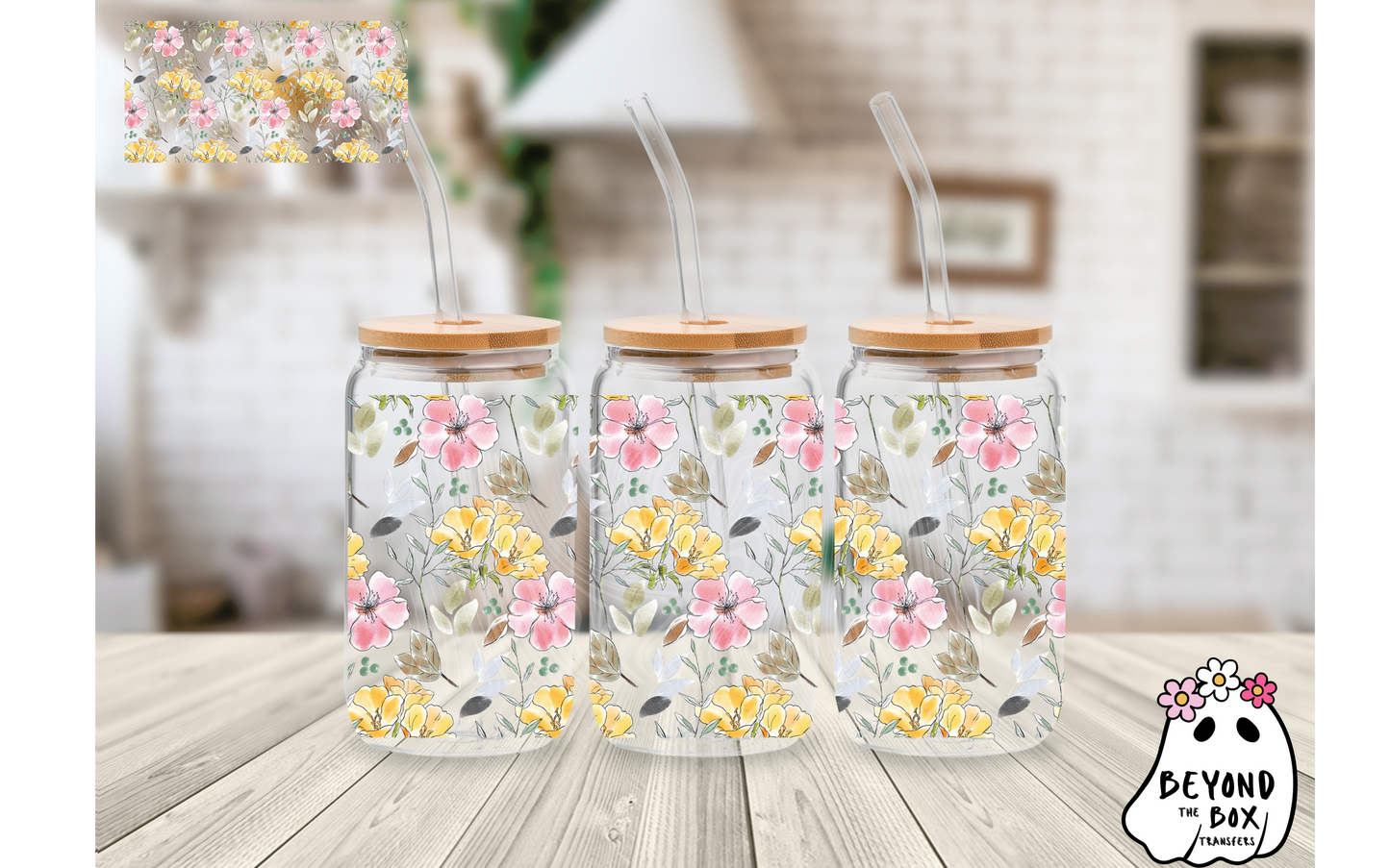 Pastel Spring Flowers 16oz UVDTF wrap