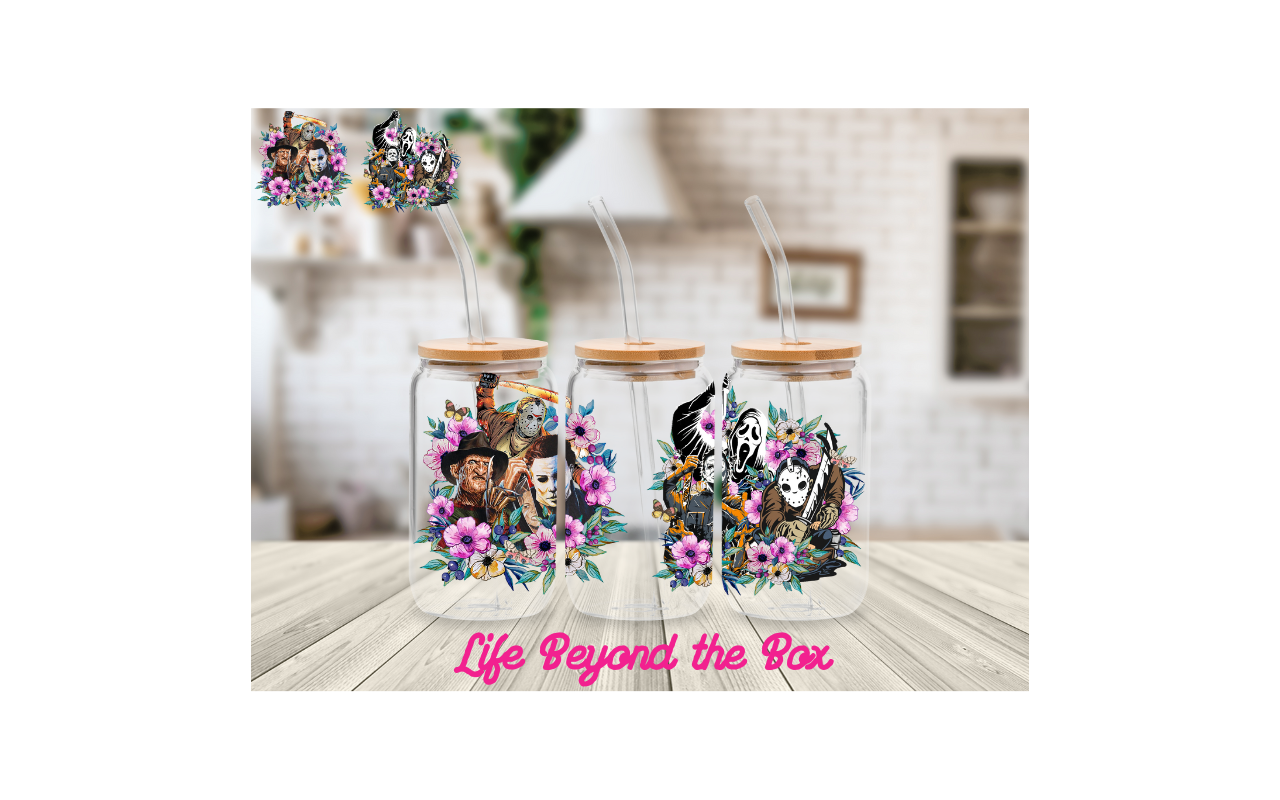 Set of two floral Decals 16oz UVDTF wrap