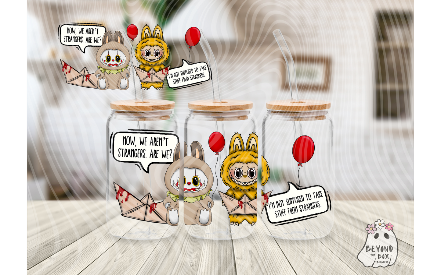 You'll Float Too labubu 16oz UVDTF wrap