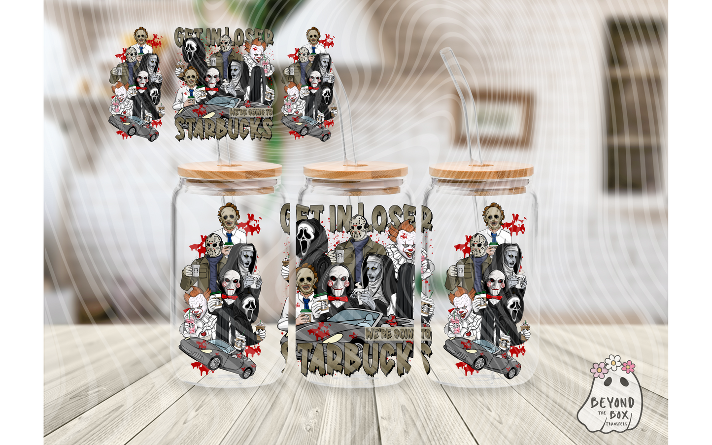 Get in Loser Horror 16oz UVDTF wrap