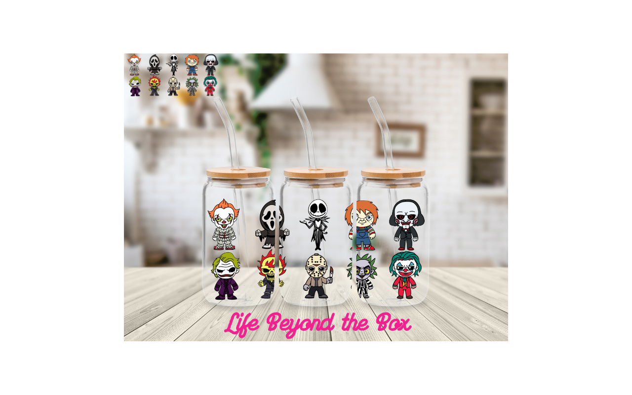 Horror 2in decal sheet 16oz UVDTF wrap