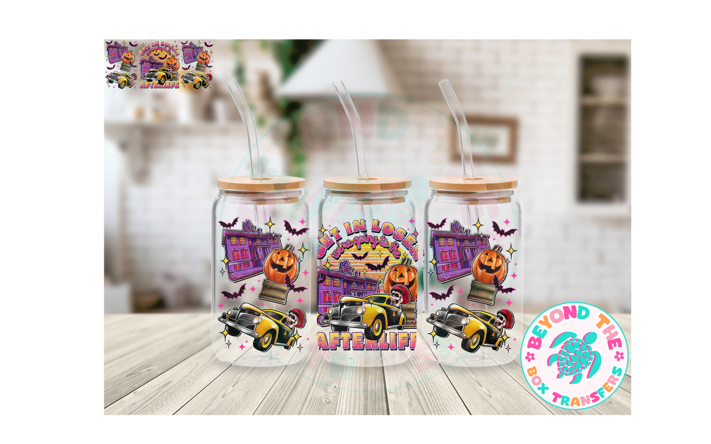 Get In Loser Halloween 16oz UVDTF wrap