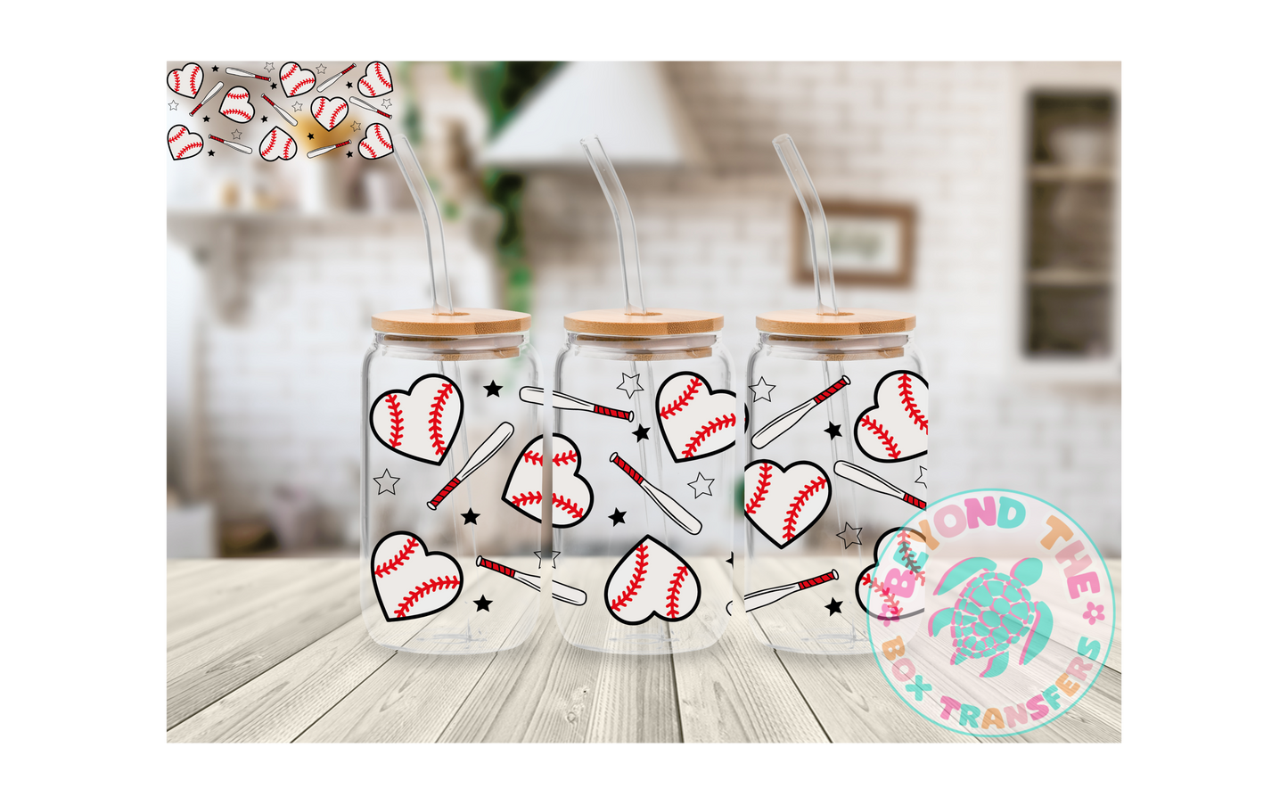 Baseball Hearts 16oz UVDTF wrap