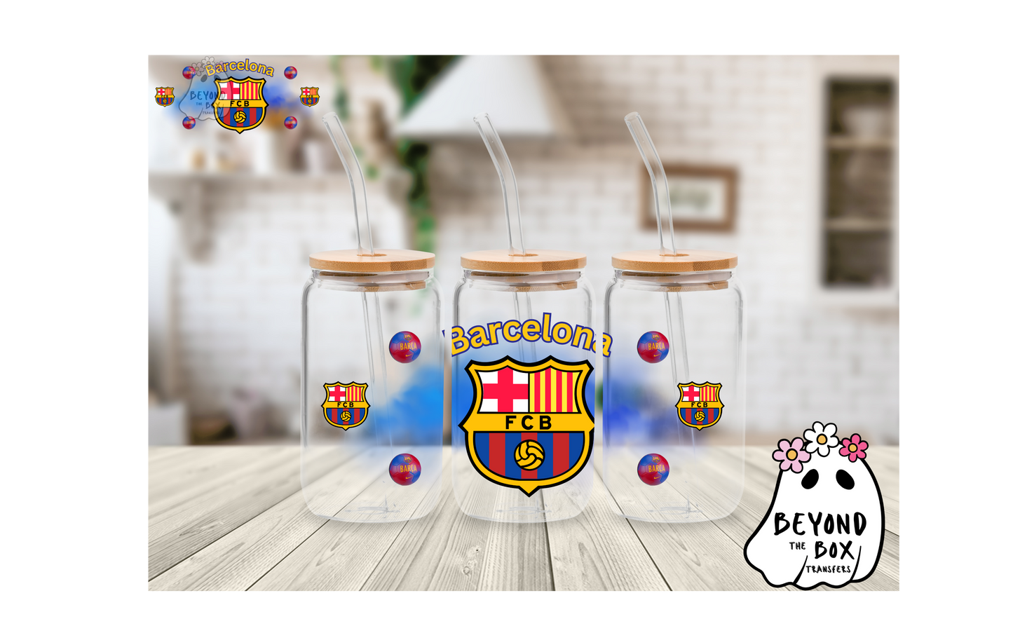 FC Barcelona Soccer Football 16oz UVDTF wrap