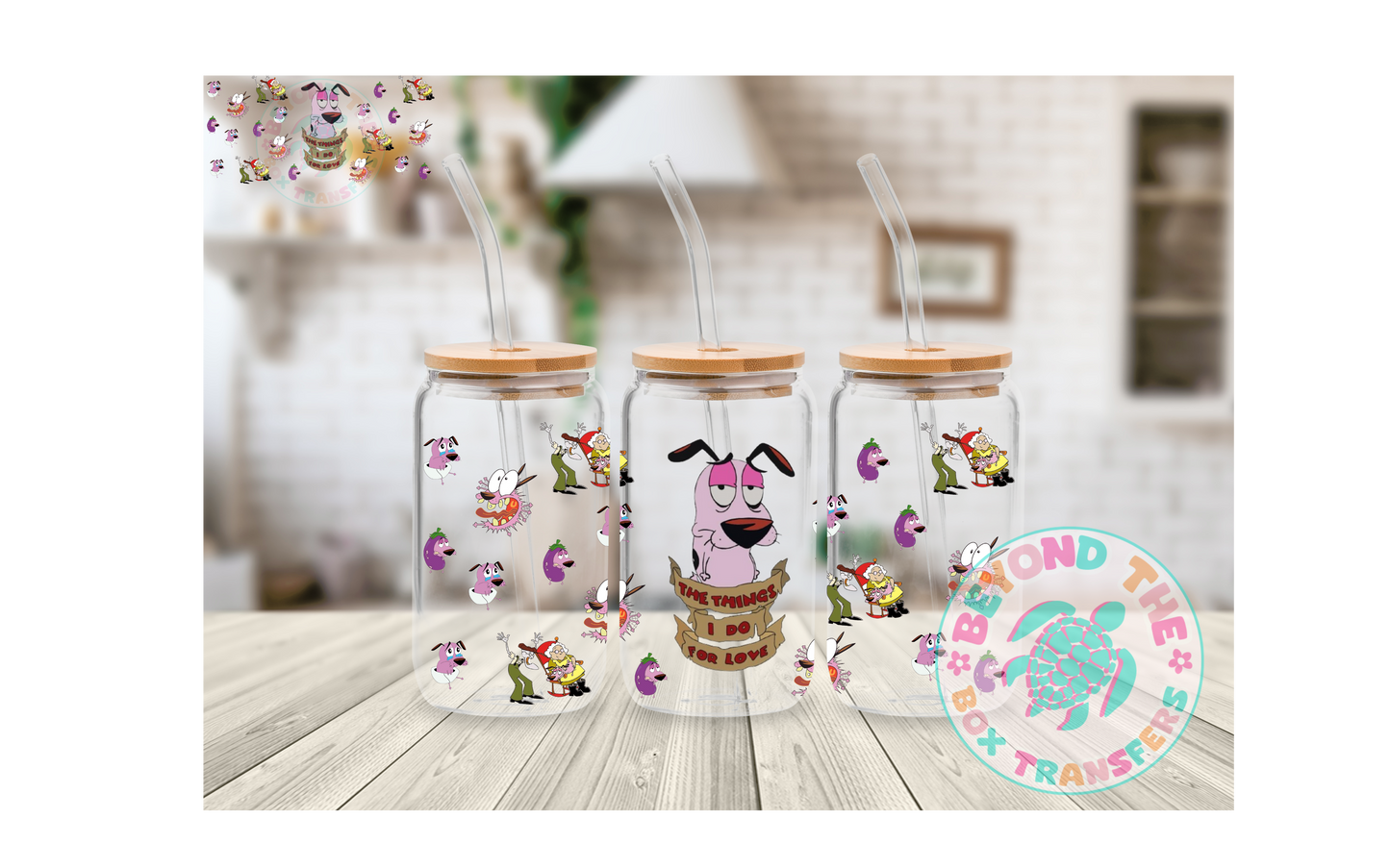 Cowardly dog 16oz UVDTF wrap