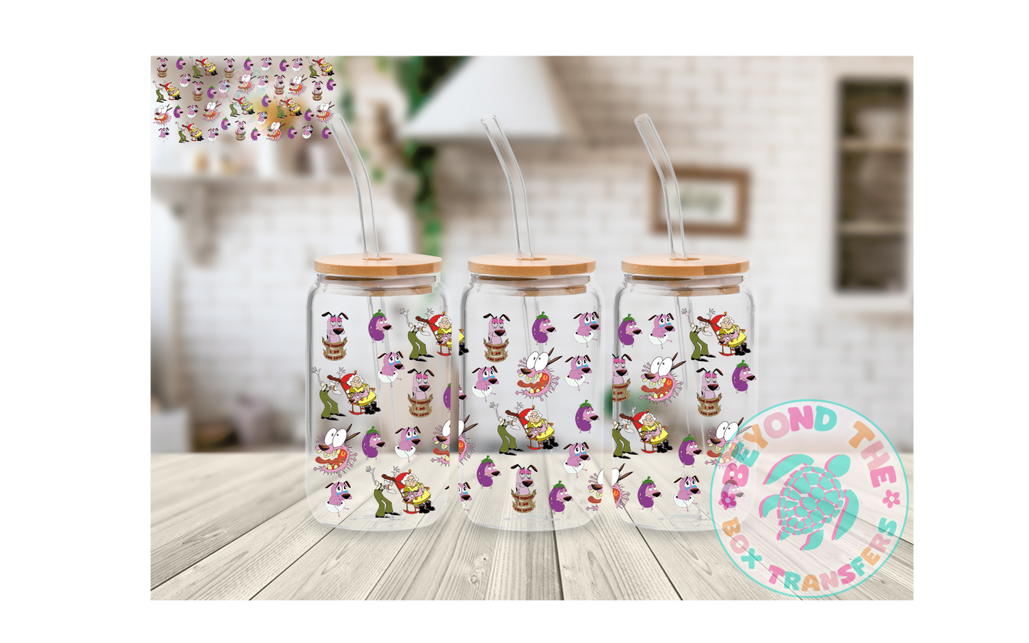 Cowardly dog 16oz UVDTF wrap