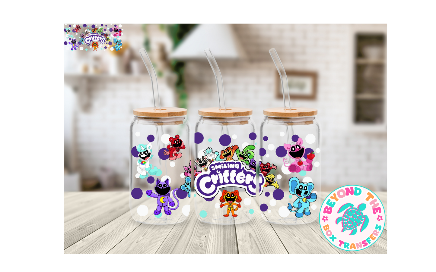Smiling Critters 16oz UVDTF wrap