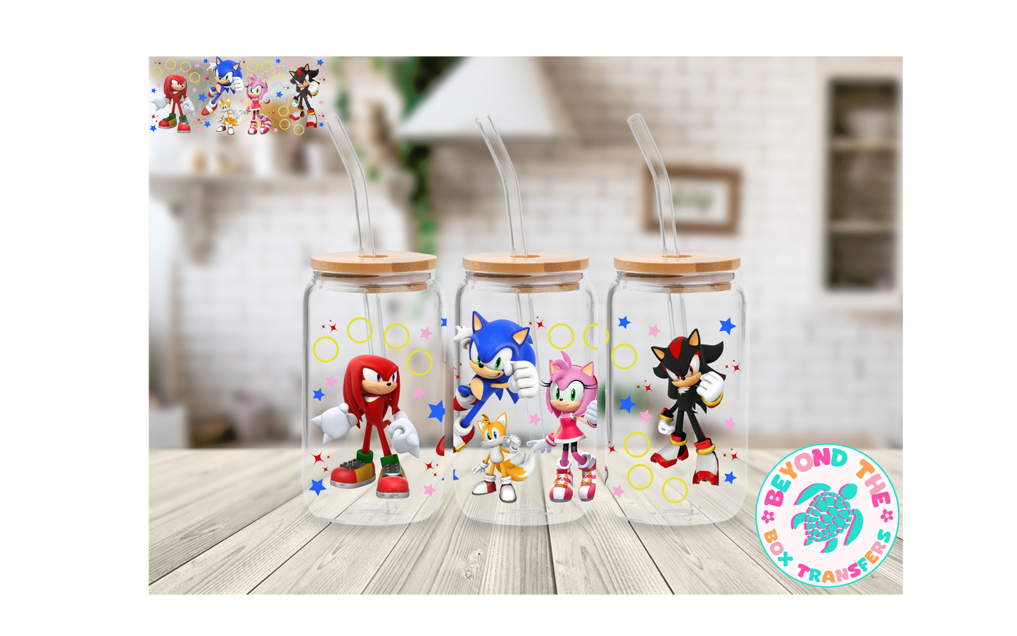 Blue hedgehog 16oz UVDTF wrap
