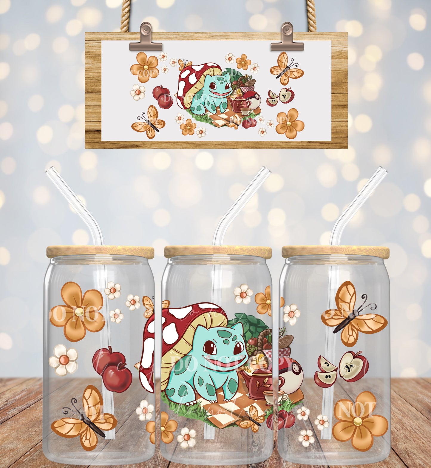 Gotta Catch Em all Bulbasaur 16oz UVDTF Wrap