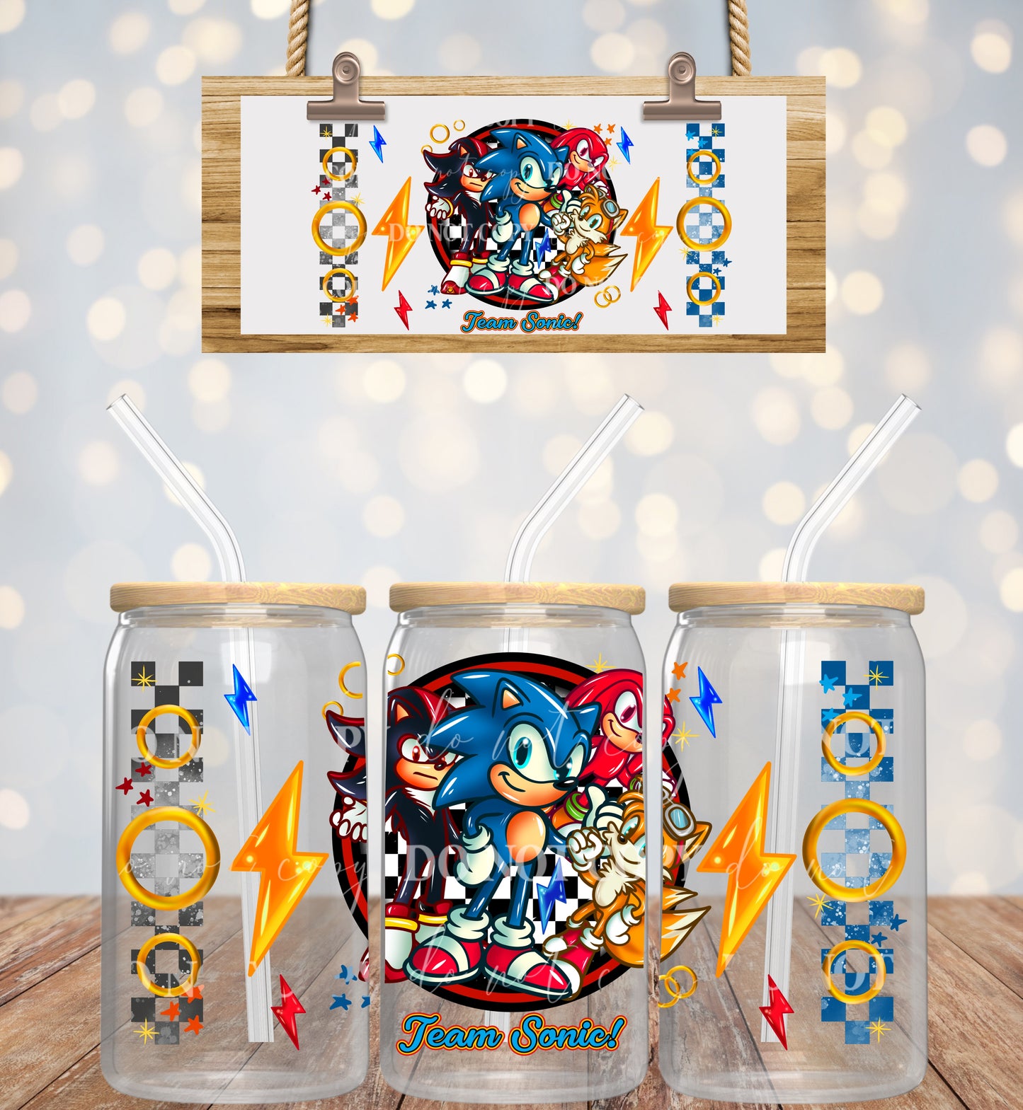 Blue hedgehog 16oz UVDTF wrap