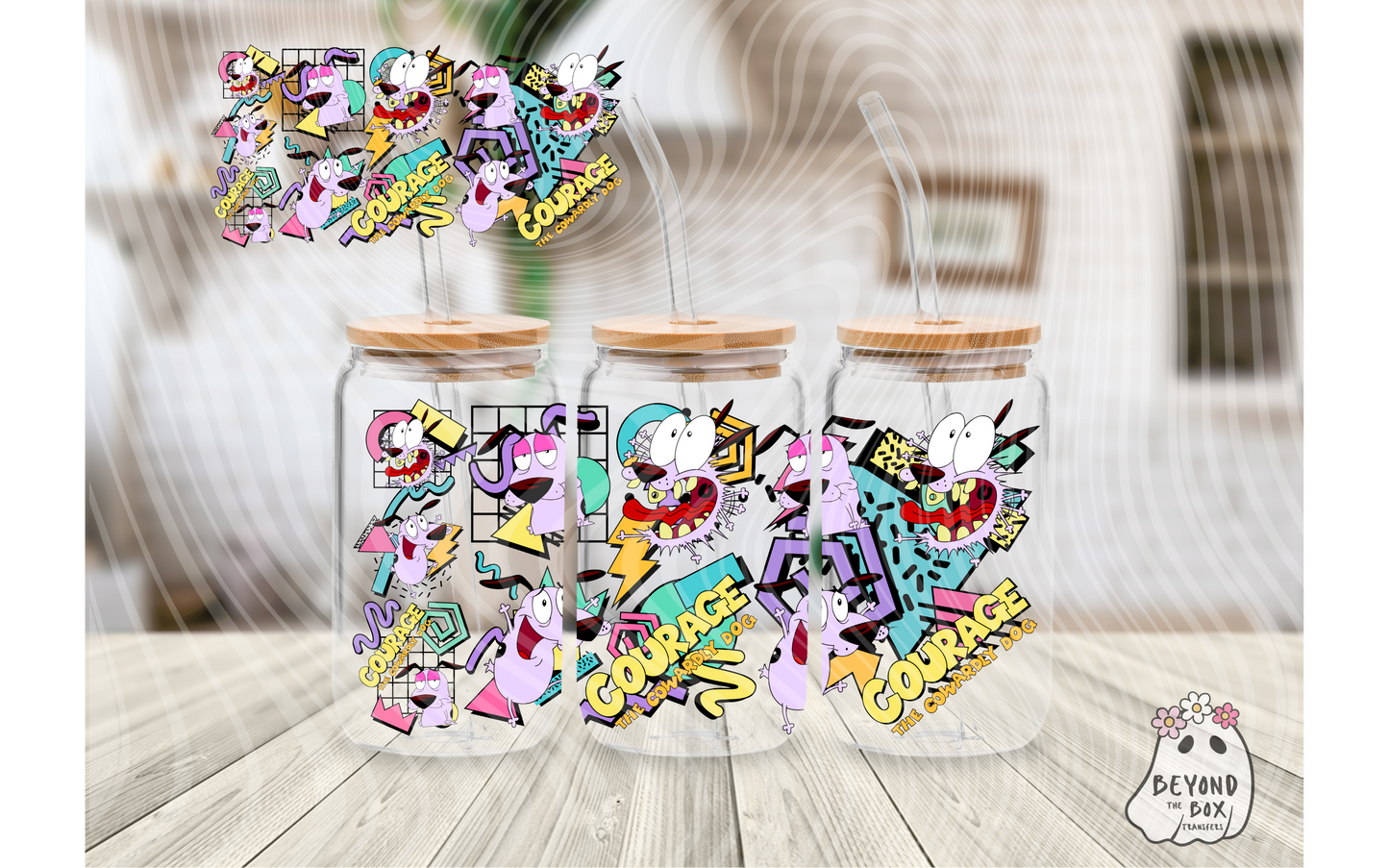 Cowardly dog 16oz UVDTF wrap