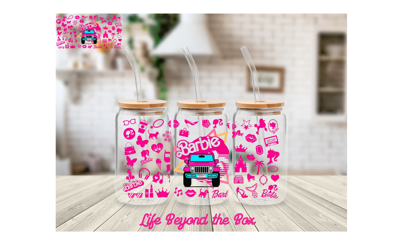 Pink Jeep 16oz UVDTF wrap