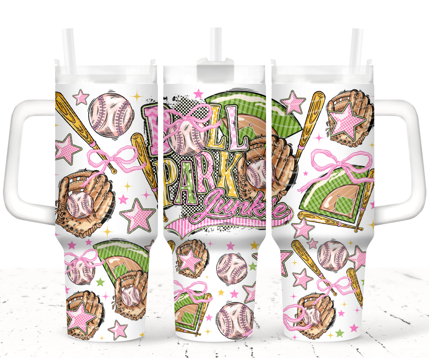 Ball Park Junkie Baseball 40oz UVDTF 2pc wrap