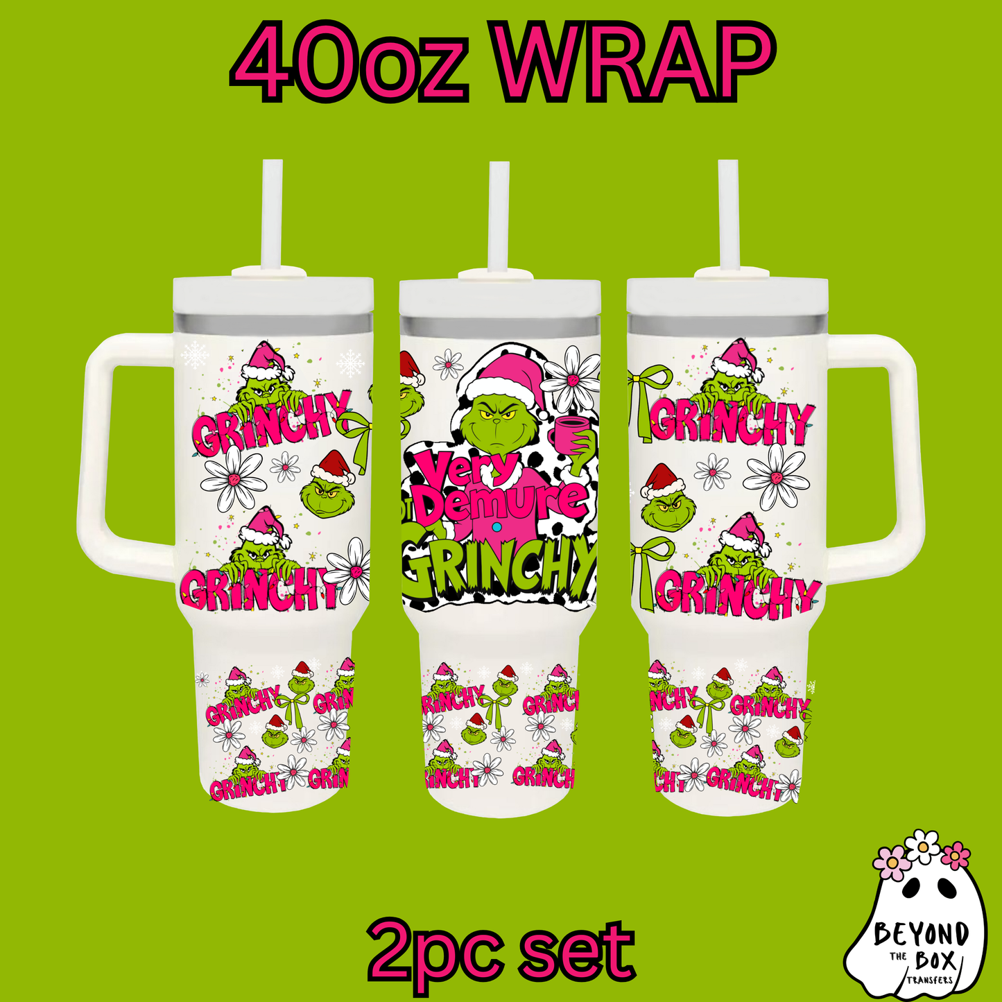 Christmas Pink 40oz UVDTF 2pc wrap