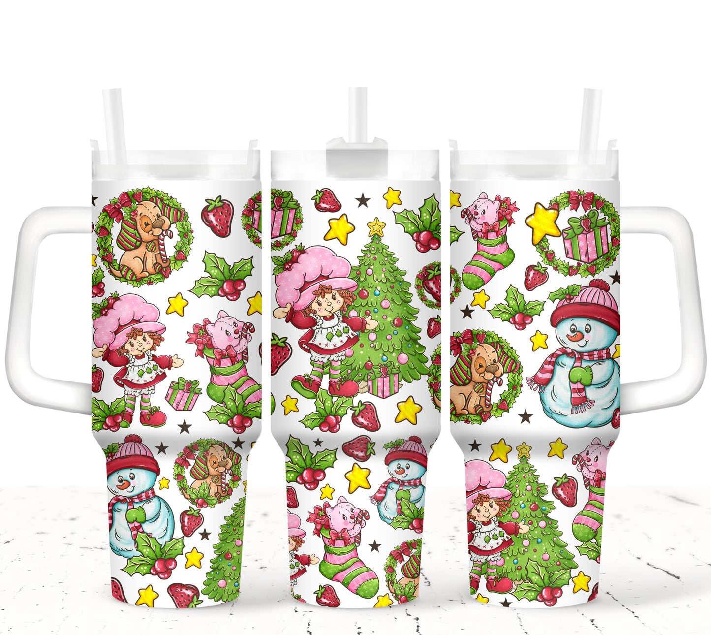 Strawberry Christmas 40oz UVDTF 2pc wrap