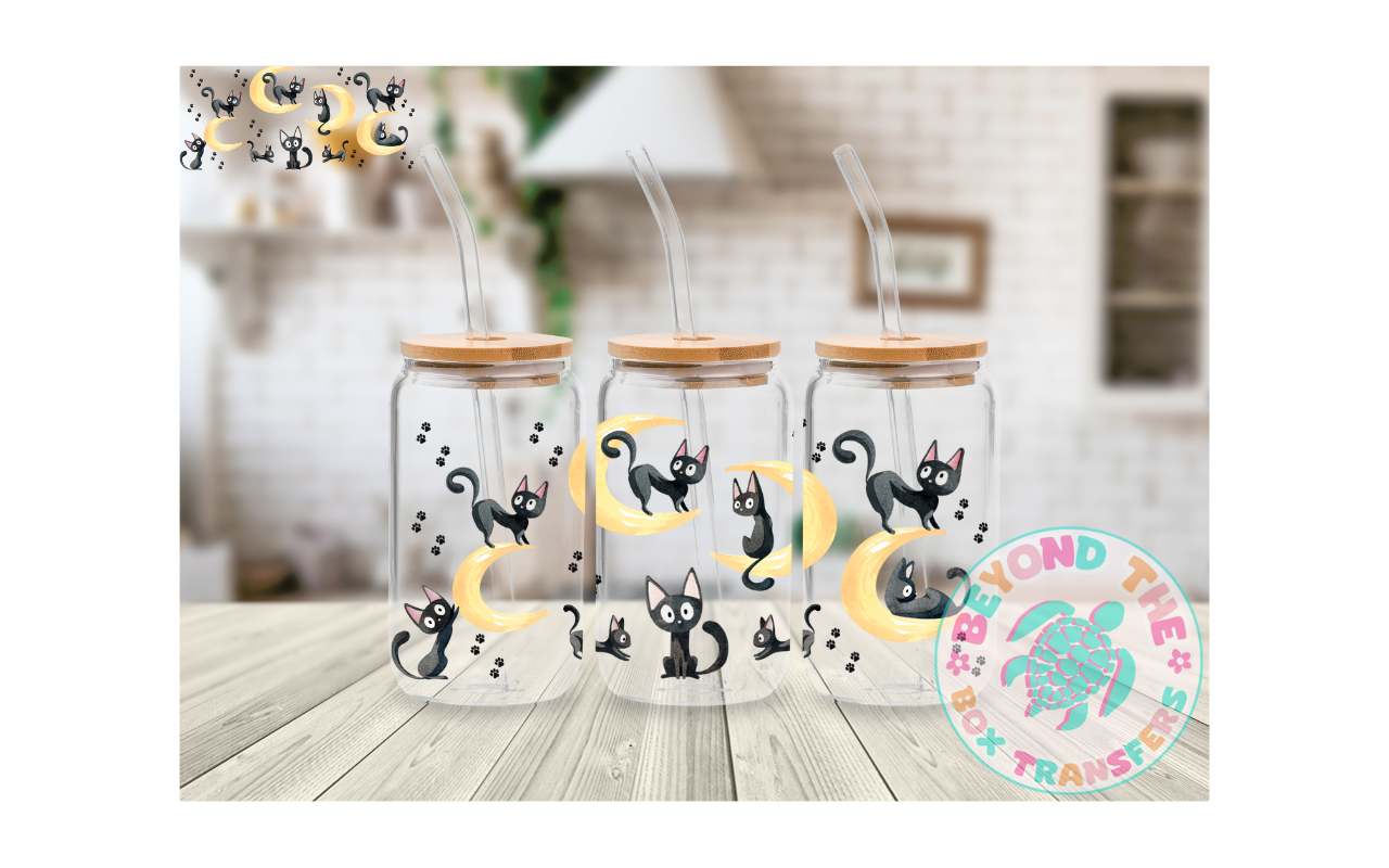 Cats with the moon 16oz UVDTF wrap