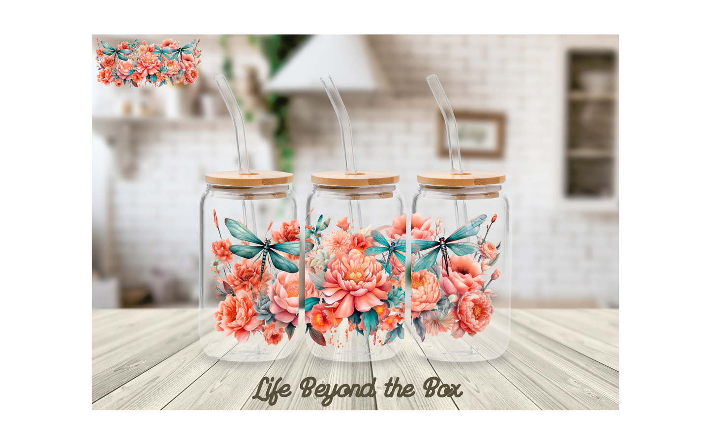 Pink Dragonflies  16oz UVDTF wrap