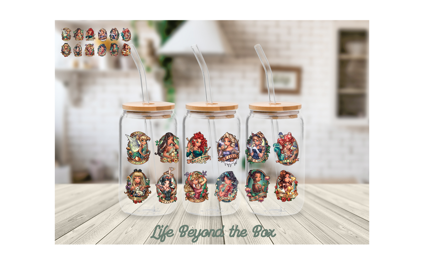 Naughty Princess shot glass decal sheet UVDTF wrap