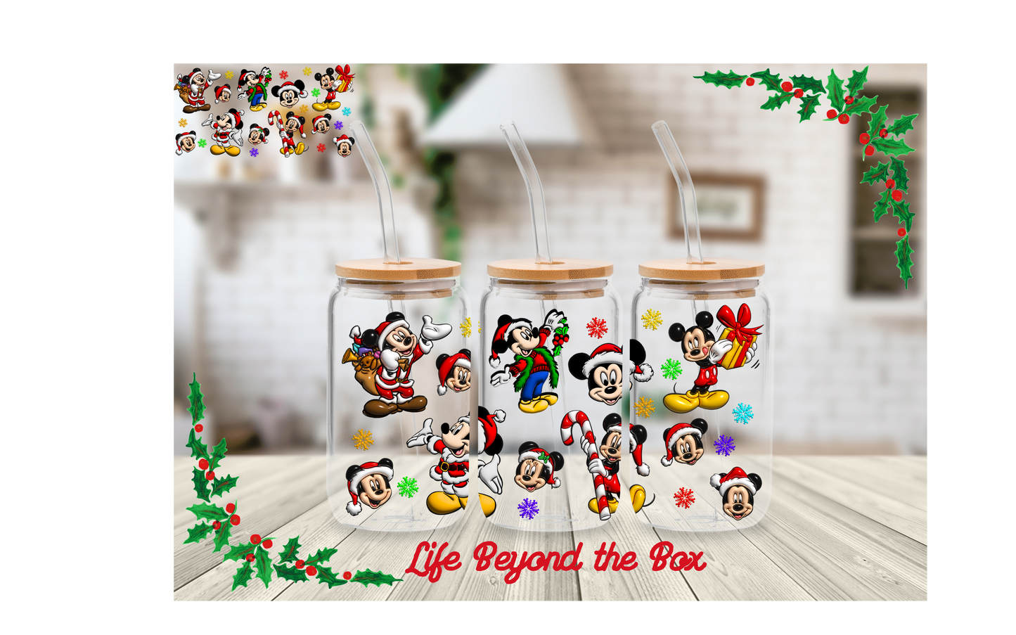 Mouse Christmas 16oz UVDTF wrap