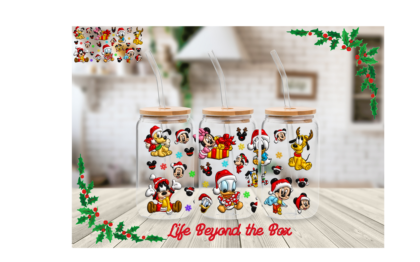 Mouse and Friends Christmas 16oz UVDTF wrap